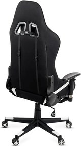 Scaun gaming alb din stofa cu suport de picioare, ergonomic si reglabil OFF 296