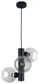 Lustră pe cablu TUBE 3xE27/60W/230V negru/transparent