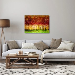 Tablou pe sticlă - Pictura pădurii cu frunziș (70x50 cm)