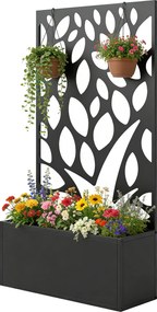 Outsunny Jardinieră metalică cu spalier, montare pe perete sau independent, jardinieră cu panou de protecție | Aosom Romania