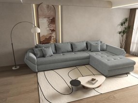 Colțar extensibil dumonde cu ladă de depozitare si sezut confortabil din spuma high-density, Loana XL Zoom Grey II 335x185 cm