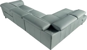 Coltar LUX design italian cu sezlong stanga si functia relax Cowhide verde turcoaz