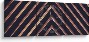 Tablou - Motiv de lemn pe fond negru (cu ceas) (90x30 cm)