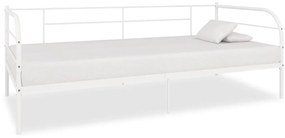 vidaXL Cadru pat de zi, alb, 90 x 200 cm, metal