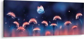 Tablou cu păpădii cu fluture albastru (120x50 cm)