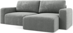 Colțar gri extensibil/cu spațiu de depozitare cu tapițerie din chenille (cu colț pe partea dreaptă/cu șezlong) Kona – Makamii