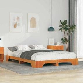 vidaXL Cadru de pat de podea cu depozitare Maro 140 x 210 cm lemn