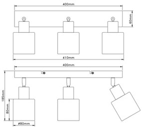 Globo 54114-3 - Spot TRENT, 3 x E14, 25 W, 230 V