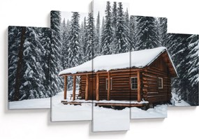 Tablou - Cabană acoperită de zăpadă (150x105 cm)