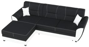 Colţar, piele ecologică albă/material textil negru, model stânga, MARUTI