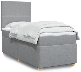 vidaXL Pat continental cu saltea, gri deschis, 80x200 cm, textil