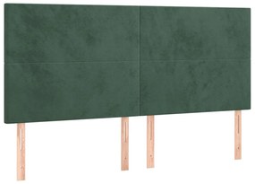 Pat box spring cu saltea, verde inchis, 200x200 cm, catifea Verde inchis, 200 x 200 cm, Design simplu