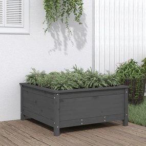 vidaXL Jardinieră de grădină, gri, 82,5x82,5x39 cm, lemn masiv pin