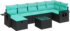 vidaXL Set mobilier de grădină cu perne, 8 piese, negru, poliratan