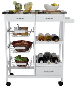 Carucior de servire, alb / marmura, SEMIR