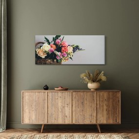Tablou cu coș și flori (120x50 cm)