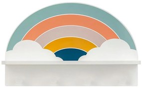 Raft de perete pentru copii cu agățătoare curcubeu/colorat