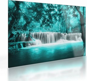 Tablou pe sticlă - Cascada albastră (70x50 cm)