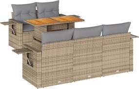 vidaXL Set canapele de grădină cu perne, 6 piese, bej, poliratan