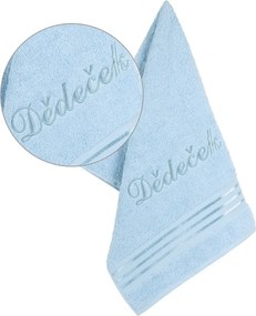 Prosop frotir Bellatex cu broderie Grandfather albastru deschis, 50 x 100 cm