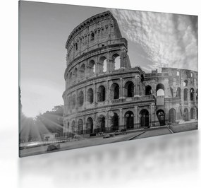 Tablou pe sticlă - Colosseum din Roma, alb-negru (70x50 cm)