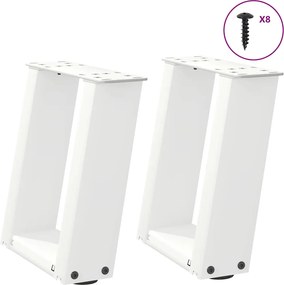 vidaXL Picioare pentru măsuță de cafea în formă de U, 2 buc., alb, 30x(30-31) cm, oțel