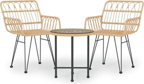 vidaXL Set mobilier de grădină, 3 piese, poliratan