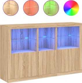vidaXL Servantă cu lumini LED, stejar sonoma, 162x37x100 cm