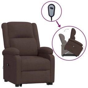 3110973 vidaXL Fotoliu cu ridicare, maro închis, material textil