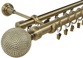 Galerie dubla rimini , teava neteda si profil,grosime 25 si 19mm, aur antic (Alege marime: 160 cm)