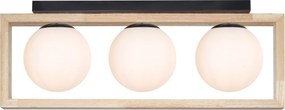 Plafonieră modernă Klausen Artful PL3, 3xE27, lemn natur, 66x15x24.5 cm, corp de iluminat elegant pentru living, dining sau hol, design contemporan