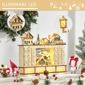 Calendar de Advent, calendar de Craciun, decoratiunde de Craciun HOMCOM | Aosom Romania