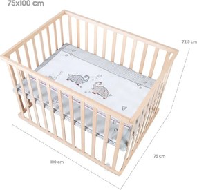 Țarc pentru copii în culoare naturală cu roți 100x75 cm Jumbo Twins – Roba