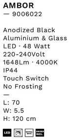 Oglinda baie cu iluminat LED IP44 Ambor, 70x120cm