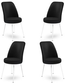 Set 4 scaune haaus Dexa, Negru/Alb, textil, picioare metalice