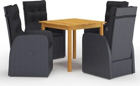 vidaXL Set de masă pentru grădină, 5 piese, negru