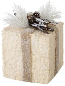 Decoratiune de Craciun Box Crem / Maro, L12xl10xH15 cm