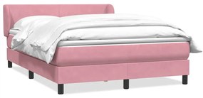 vidaXL Pat box spring cu saltea, roz, 140x210 cm, catifea