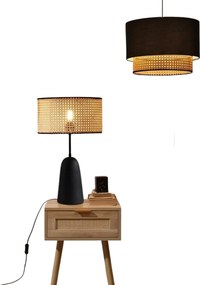 Set lustra si lampa AYD-3742, negru/bej, metal/ratan