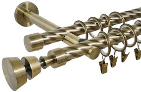 Galerie dubla twist prindere perete picior universal afina 19/19 aur antic (Alege marime: 120 cm)