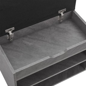Suport pantofi cu capac rabatabil și scaun tapițat 60 x 30 x 44 cm aspect beton
