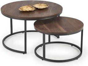 Set 2 masute cafea JAVA, nuc/negru