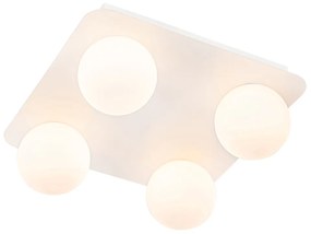 Plafoniera moderna baie patrata alb 4 lumini - Cederic
