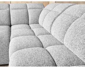 Colțar gri deschis extensibil/cu spațiu de depozitare cu tapițerie din țesătură bouclé (cu colț pe partea dreaptă/în formă de ”L”) Falconn – ELTAP