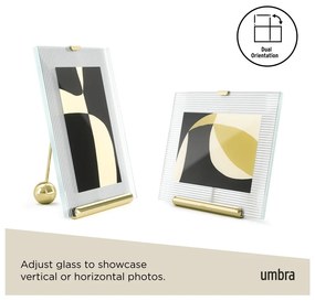 Ramă foto aurie cu picior de susținere din sticlă 19x23 cm Flute – Umbra