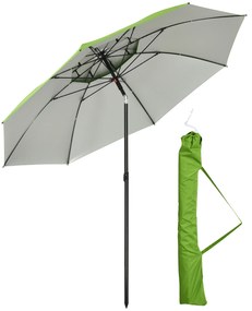 Outsunny Umbrelă de exterior rotundă inclinabilă protecție UV30, 8 tije de oțel și sac de transport inclus, verde | Aosom Romania