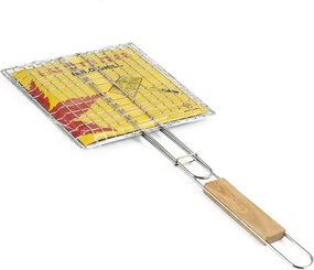 Gratar pentru burgeri Muhler 1001836, 22 x 20 x 52 cm, Otel inoxidabil, Maner din lemn, Argintiu
