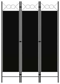 Paravan de camera cu 3 panouri, negru, 120 x 180 cm