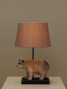 Lampa de masa, din polirasina, cu abajur din in, Bear