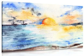 Tablou apus de soare radiant la mare